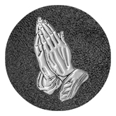 DAROUND 516 SL SH BK Silver Praying Hands Shimmer Black Background
